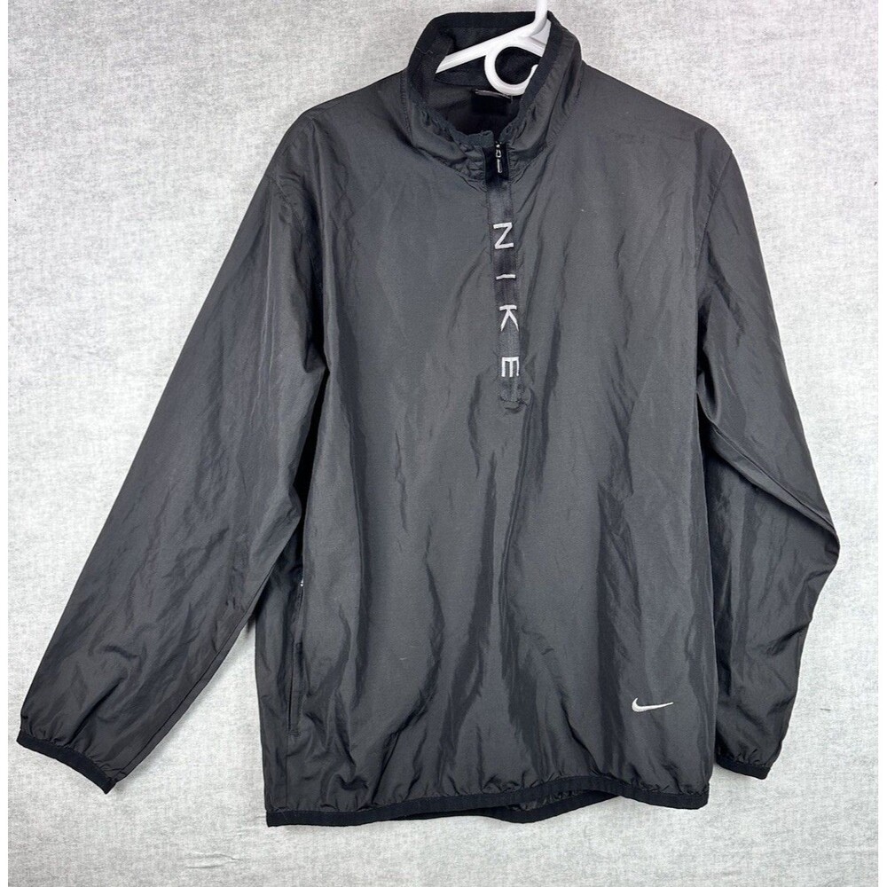 VTG 90s Nike black quarter zip windbreaker pullover jacket lightweight Men Sz Sm